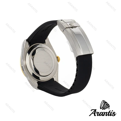 ساعت مردانه رولکس DateJust 2 طلایی بند رابر مشکی 66140-m