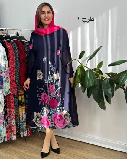 پیراهن حریر حاشیه‌دار