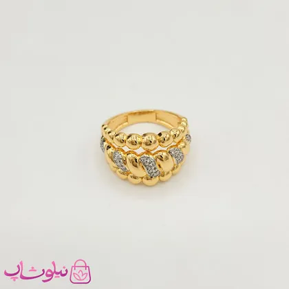 انگشتر زنانه وای اس ایکس سه ردیفه
