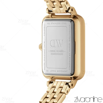 ساعت دنیل ولینگتون زنانه مستطیلی بند طلایی ایندکس یونانی 105521