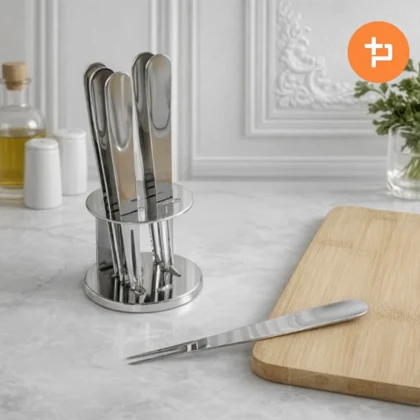 دسر خوری استند دار نقره ای 6 عددی