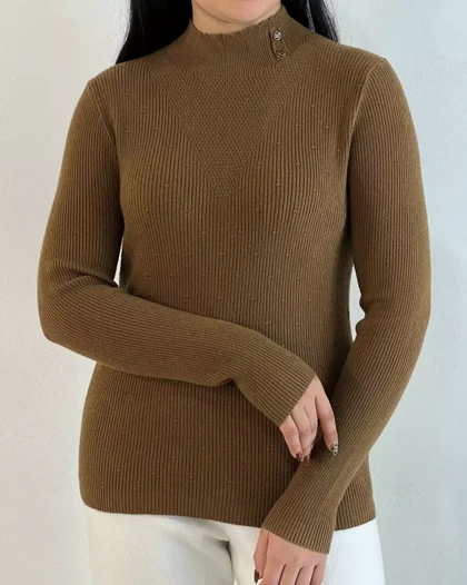 پلیور بافت یقه ایستاده 2 دکمه کد 5384