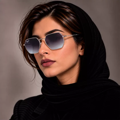 عینک آفتابی ری بن فریم چندضلعی فلزی اورجینال کد RB3556