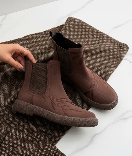 نیم بوت گلدوزی زیره برفی روژکا 4204