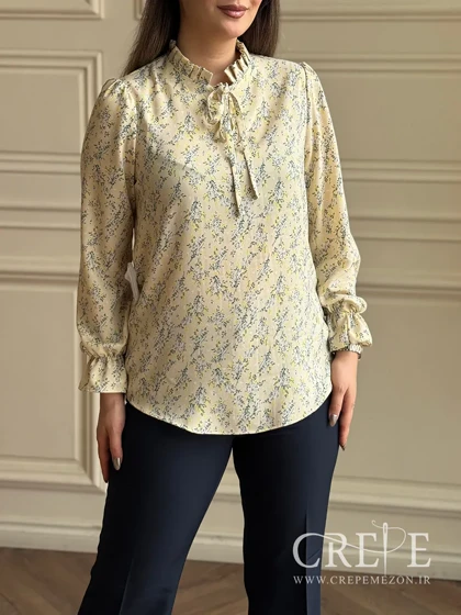 شومیز یقه فرنچ گل‌دار