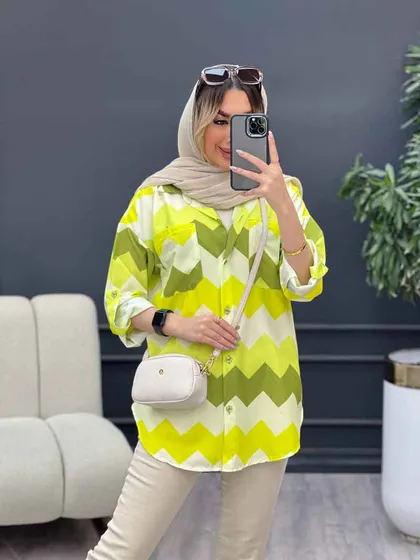 شومیز دو جیب طرح دار
