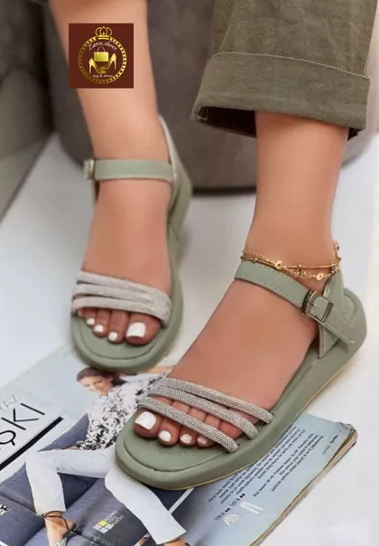 صندل 3رکاب نگینی دور مچی سگک دار زنانه دخترانه