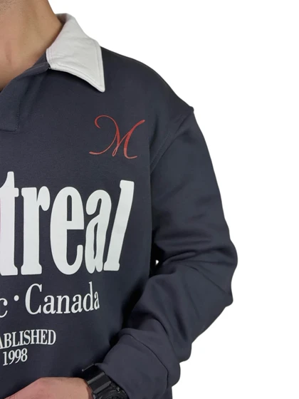 پلیور دورس مردانه سه نخ مدل یقه کوبا مونترال رنگ خاکستری کد 0339