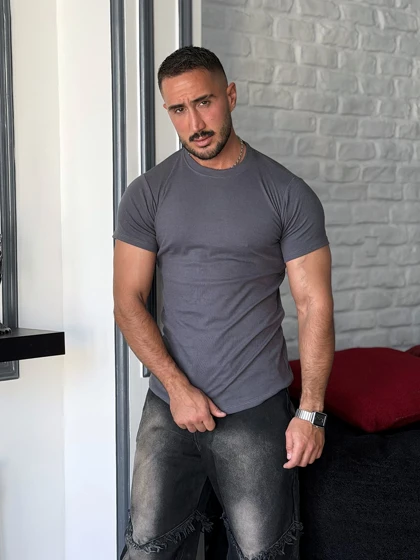 تیشرت ورزشی Fit-shert کبریتی طوسی تیره