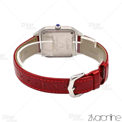 ساعت کارتیه زنانه مدل سانتوس دومونت بند چرم قرمز 106095