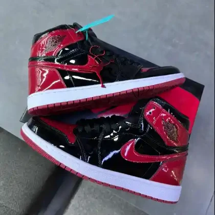 کفش نایک ایر جردن وان ساق‌دار ورنی مشکی قرمز ( مستر کوالتی ) Nike Air Jordan 1 High Patent Bred
