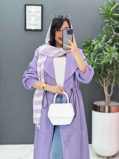 مانتو نازلی بلند کمرگت دار