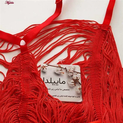 لباس خواب فانتزی زنانه ریش ریشی قرمز کد 4438-9726