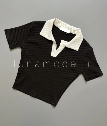 تیشرت کراپ یقه شکاری اولدمانی