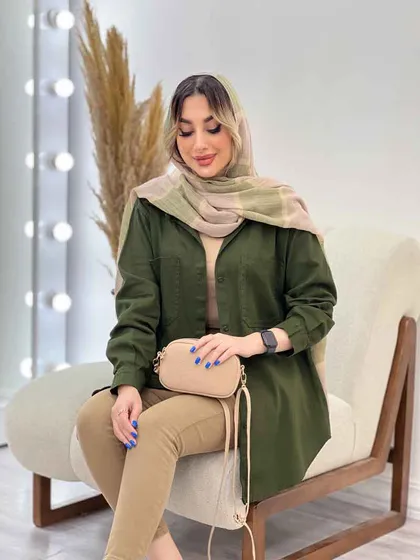 مانتو کتان دو جیب پرند