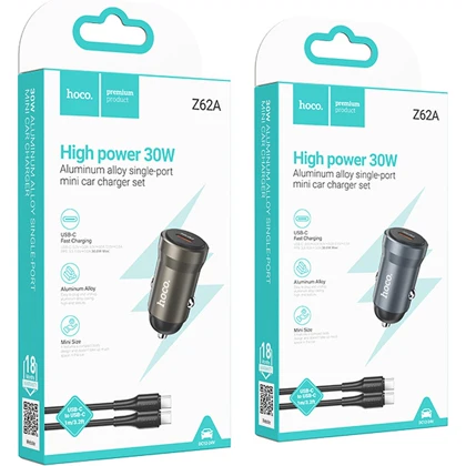 شارژر فندکی هوکو Hoco مدل Z62A توان 30 وات با کابل دوسر تایپ سی