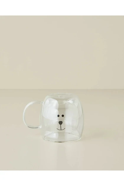 ماگ شیشه‌ای دو جداره English Home مدل Honey Teddy - شفاف