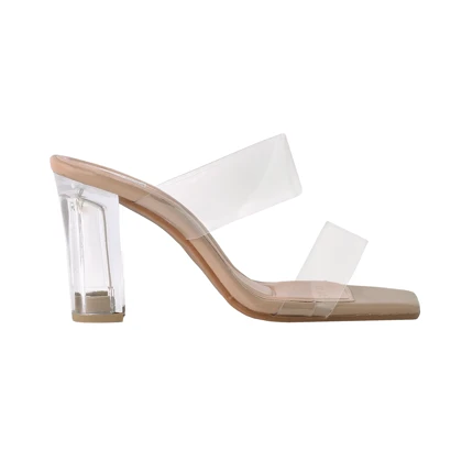 کفش پاشنه شیشه ای دو بند کد 8145