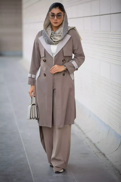مانتو ژیله دار بلند ترکیبی