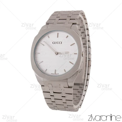 ساعت گوچی مردانه نقره ای صفحه سفید 105741