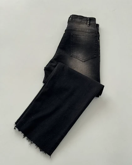 شلوار استریت پایین کات مشکی  کد 1000219