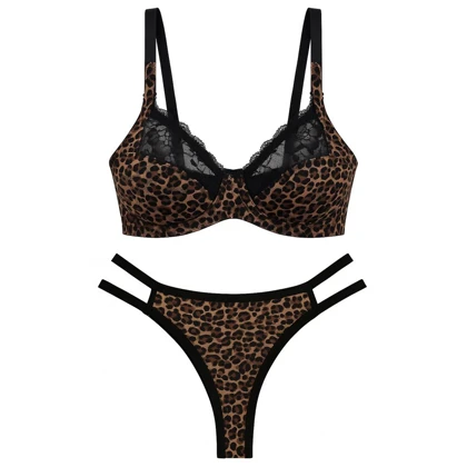 ست شورت و سوتین زنانه کارنا رز مدل فنردار پلنگی کد 5547