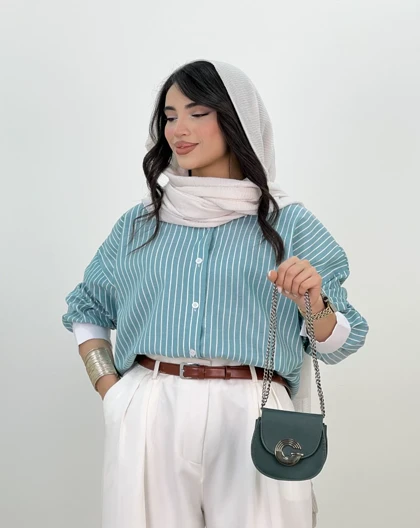 شومیز راه راه ترکیبی ماهگل(101)کد:5192