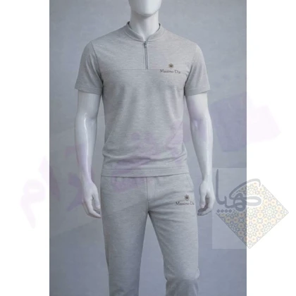 ست تیشرت شلوار مردانه پنبه ملانژ قواره بزرگ | ست راحتی مردانه سبک و خنک