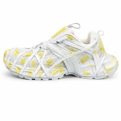 کفش کتانی مردانه مدل بالنسیاگا اسپایدر کاستوم سفید زرد BALENCIAGA SPIDE