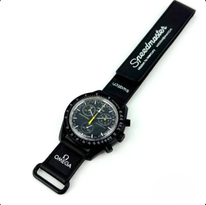 ساعت مچی امگا سواچ مشکی عقربه زرد