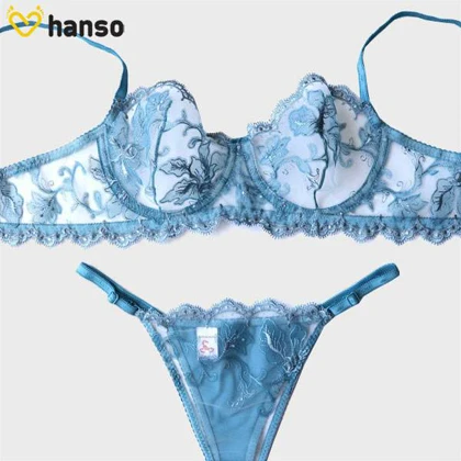 ست شورت و سوتین فنردار توری ژینا Jina آبی
