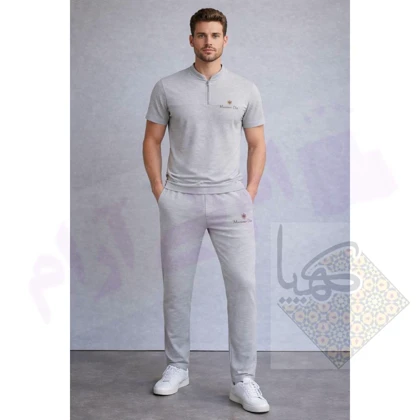 ست تیشرت شلوار مردانه پنبه ملانژ قواره بزرگ | ست راحتی مردانه سبک و خنک