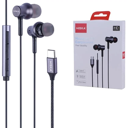 هندزفری سیمی تایپ سی هیسکا HISKA مدل HK-739C با میکروفون