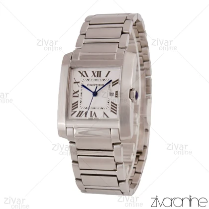 ساعت کارتیه مردانه مدل Tank نقره ای صفحه سفید 105715
