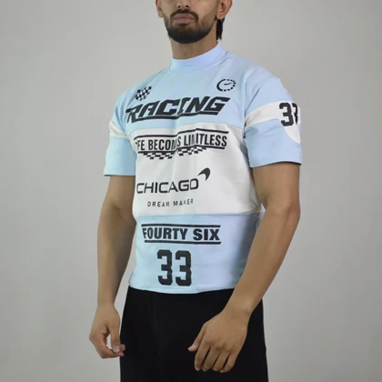 تیشرت اسپرت ریسینگ شیکاگو مدل ZRA-4D0558 آبی روشن