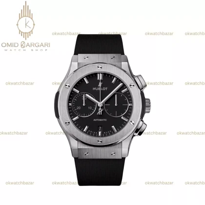 ساعت مچی اوبلو کلاسیک فیوژن کورنوگراف مشکی قاب سیلور Hublot Classic Fusion