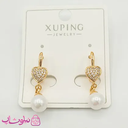 گوشواره ژوپینگ قلبی با آویز مروارید