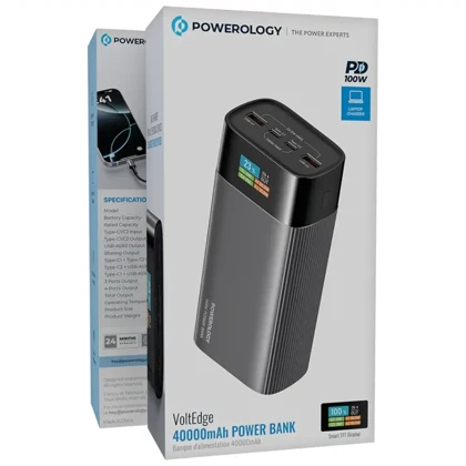 پاوربانک پاورولوژی Powerology مدل PPBCHA87GY ظرفیت 40000mAh