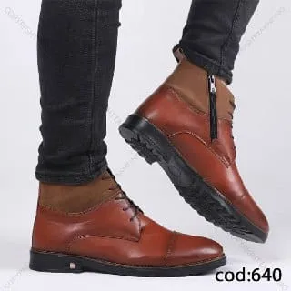 نیم بوت چرم قهوه ای عسلی - کد 640(Tb8)