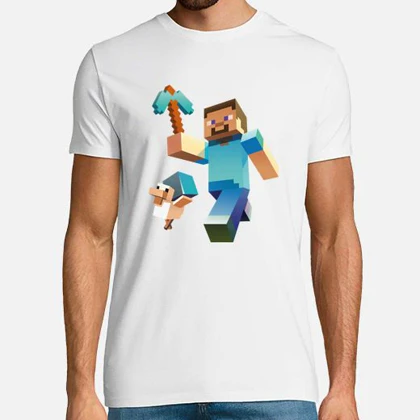 تیشرت با طرح Minecraft طرح استیو و مرغ کد 42501