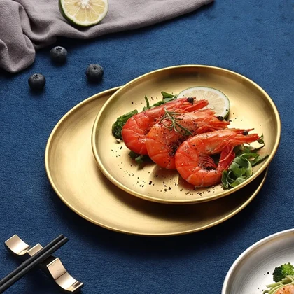 بشقاب استیل طلایی یونیک پلاس / unique plus در7 سایز