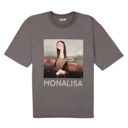 تیشرت زنانه پنبه‌ای دندی طرح مونالیزا Monalisa