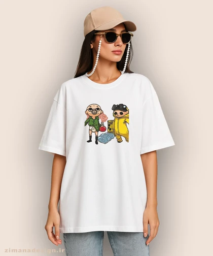 تیشرت لش مردانه و زنانه طرح بریکینگ بد شخصیت والتر وایت و جسی پینکمن کد 886