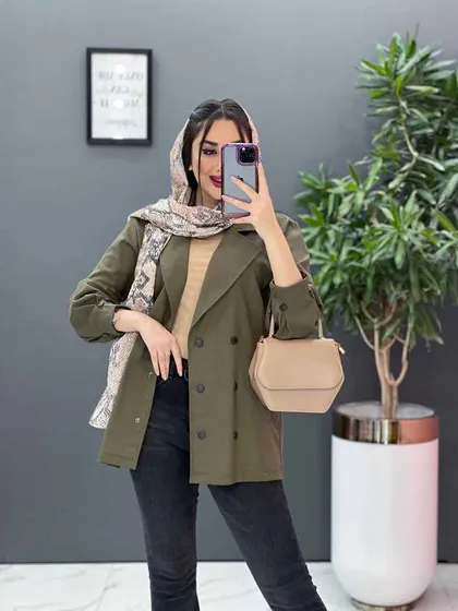 مانتو لینن شش دکمه آستین پیله