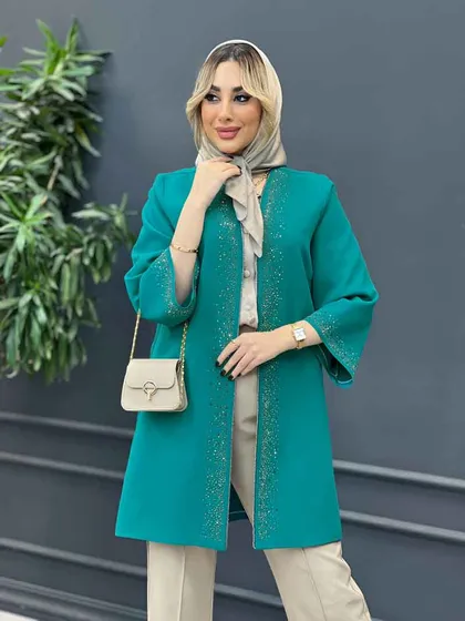 مانتو جلو باز نگین‌دار