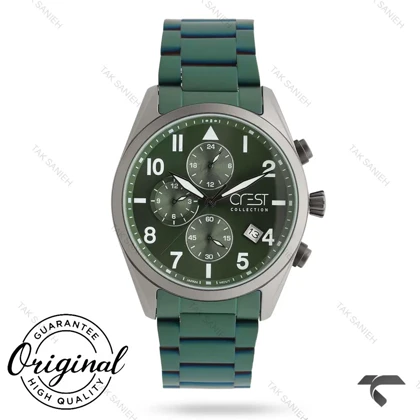 ساعت کرست مردانه 6311-5 صفحه مشکی بند سبز Crest-10957-G