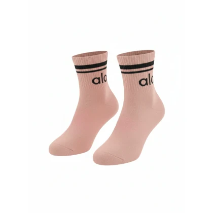 جوراب نیم ساق صورتی طرح alo