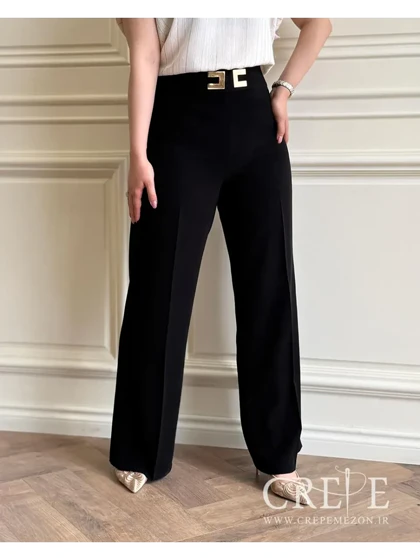 شلوار از بالا گشاد کرپ باربی قد 110