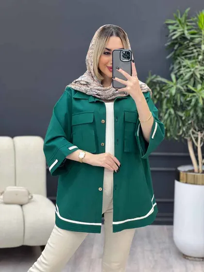 مانتو نوار دوزی دو جیب