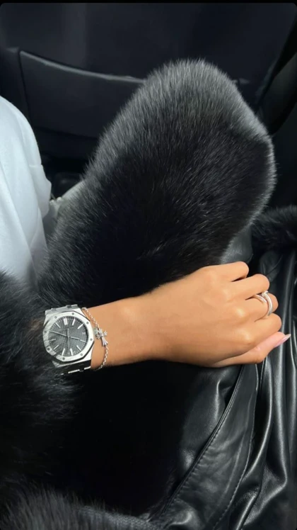ساعت اودمار پیگه AP زنانه نقره ای صفحه مشکی Audemars Piguet Royal Oak